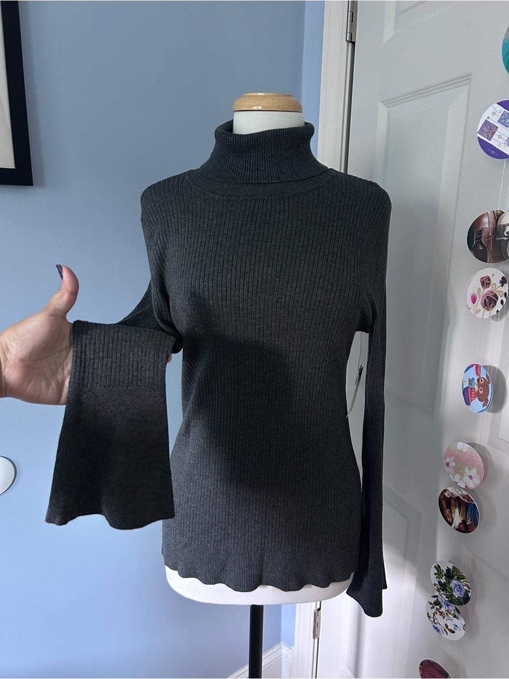 DYNY Dark Gray Turtleneck Ribbed Sweater
